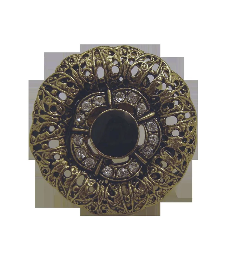 Broche dorado con esmalte negro