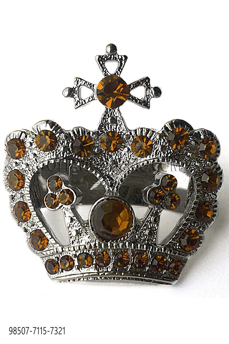 Krone Brosche silber mit golden Strasssteine