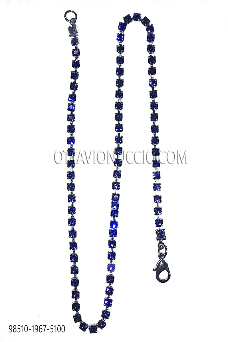 Catenina nikel con strass blu zaffiro