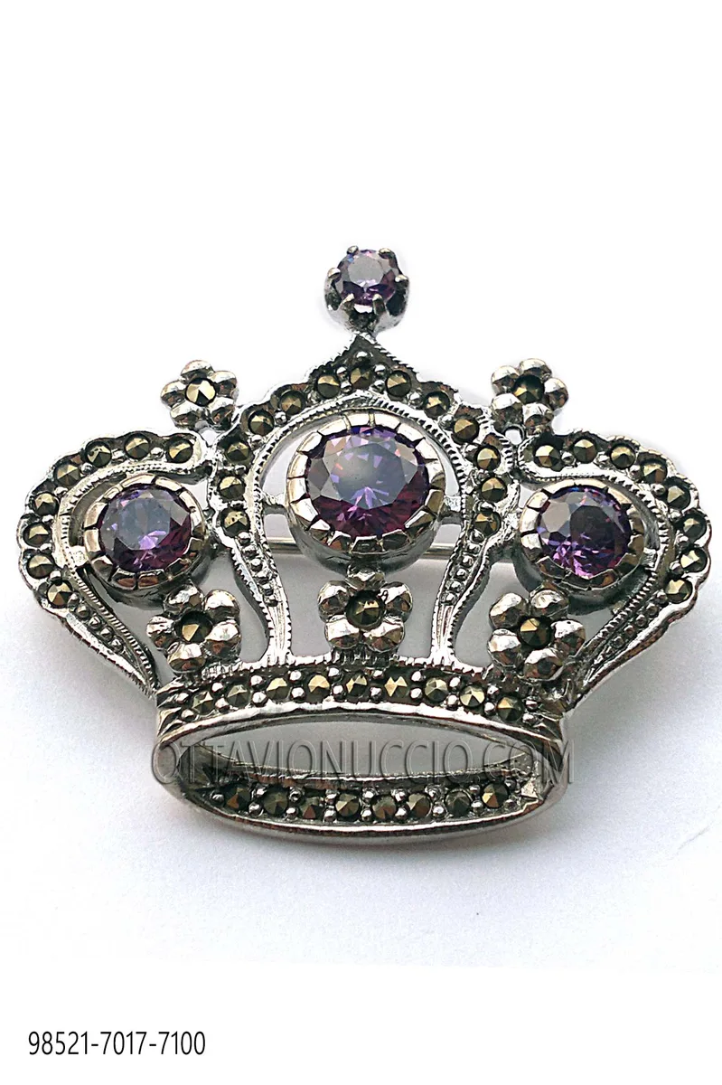 Silber überzogen Krone-Brosche