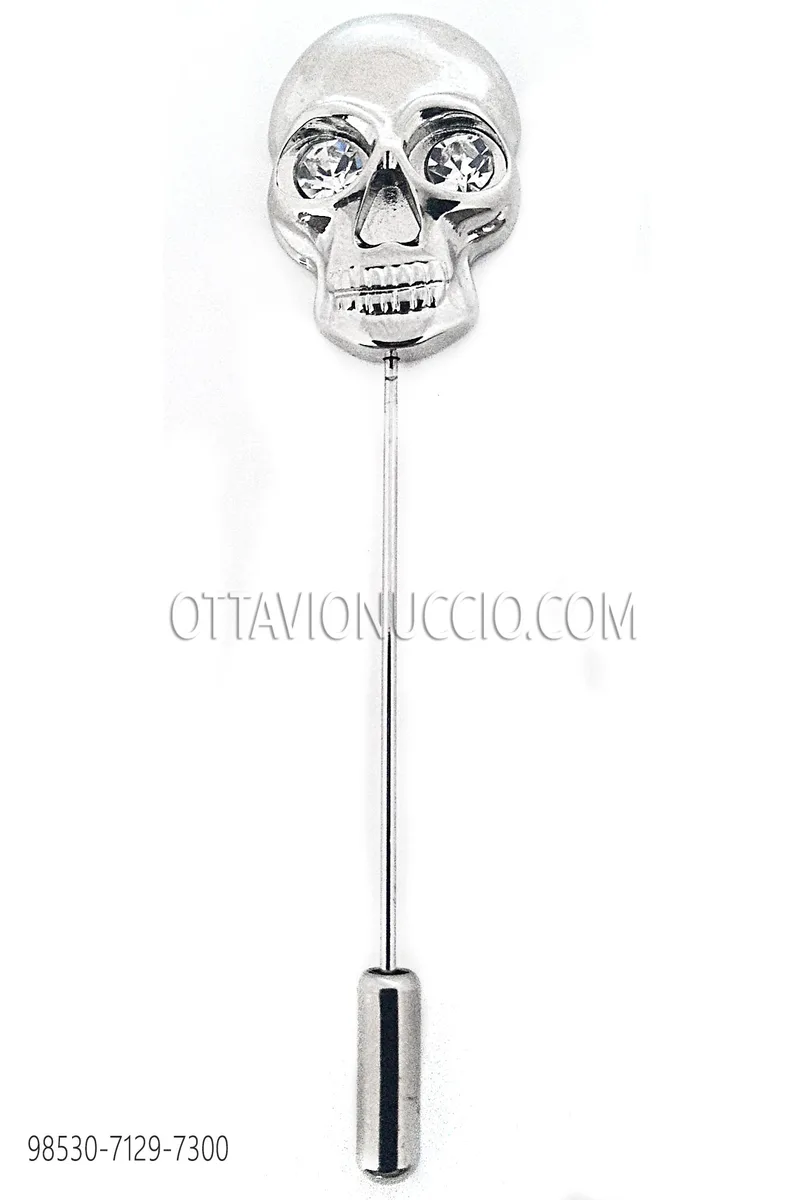 Broche crâne argent avec os