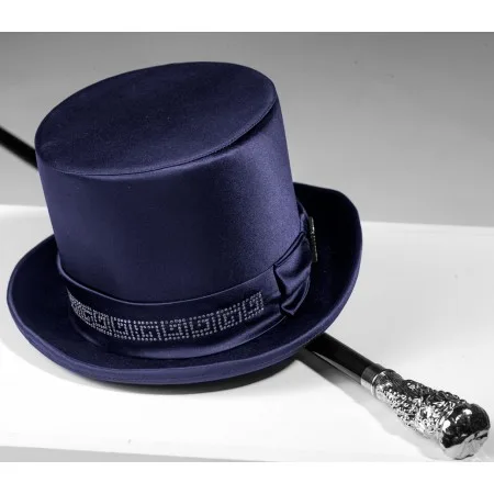 Zylinder, blau, aus Satin