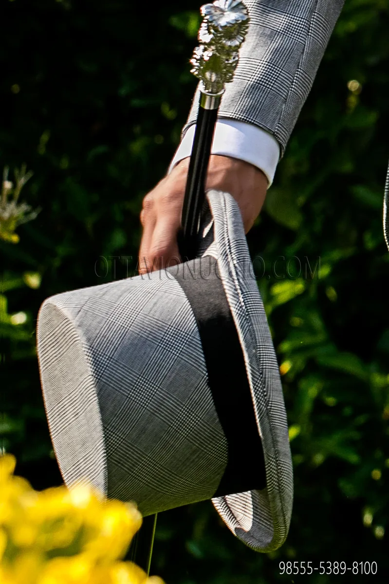 Top hat in grey Prince of Wales fabric