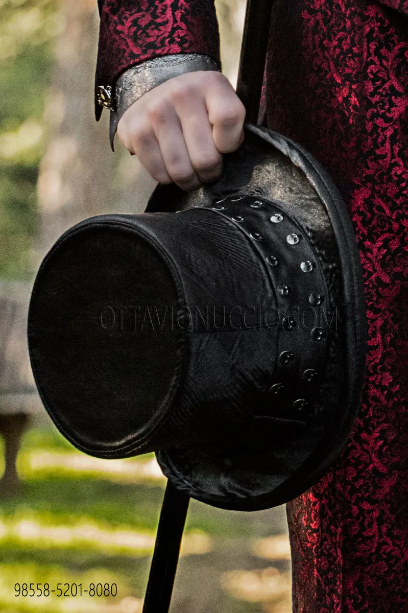 Black satin hat