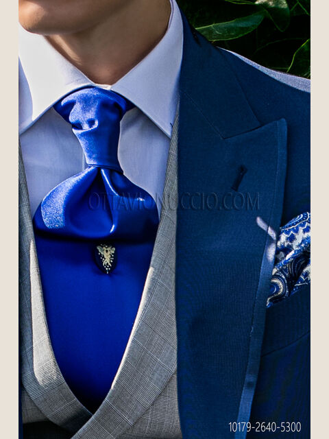 Cravattone da annodare in raso blu royal