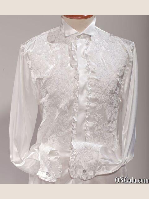 Camicia bianca naturale ricamata