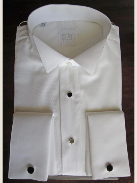 Camicia bianca Tuxedo diplomatica in cotone con pettorina in Piquet