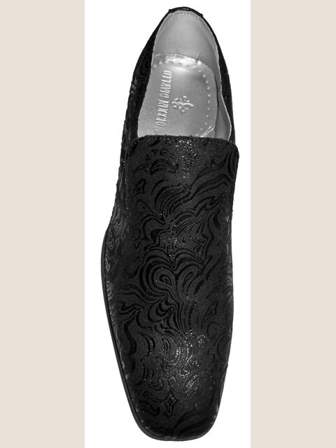 Slipper in tessuto damascato nero