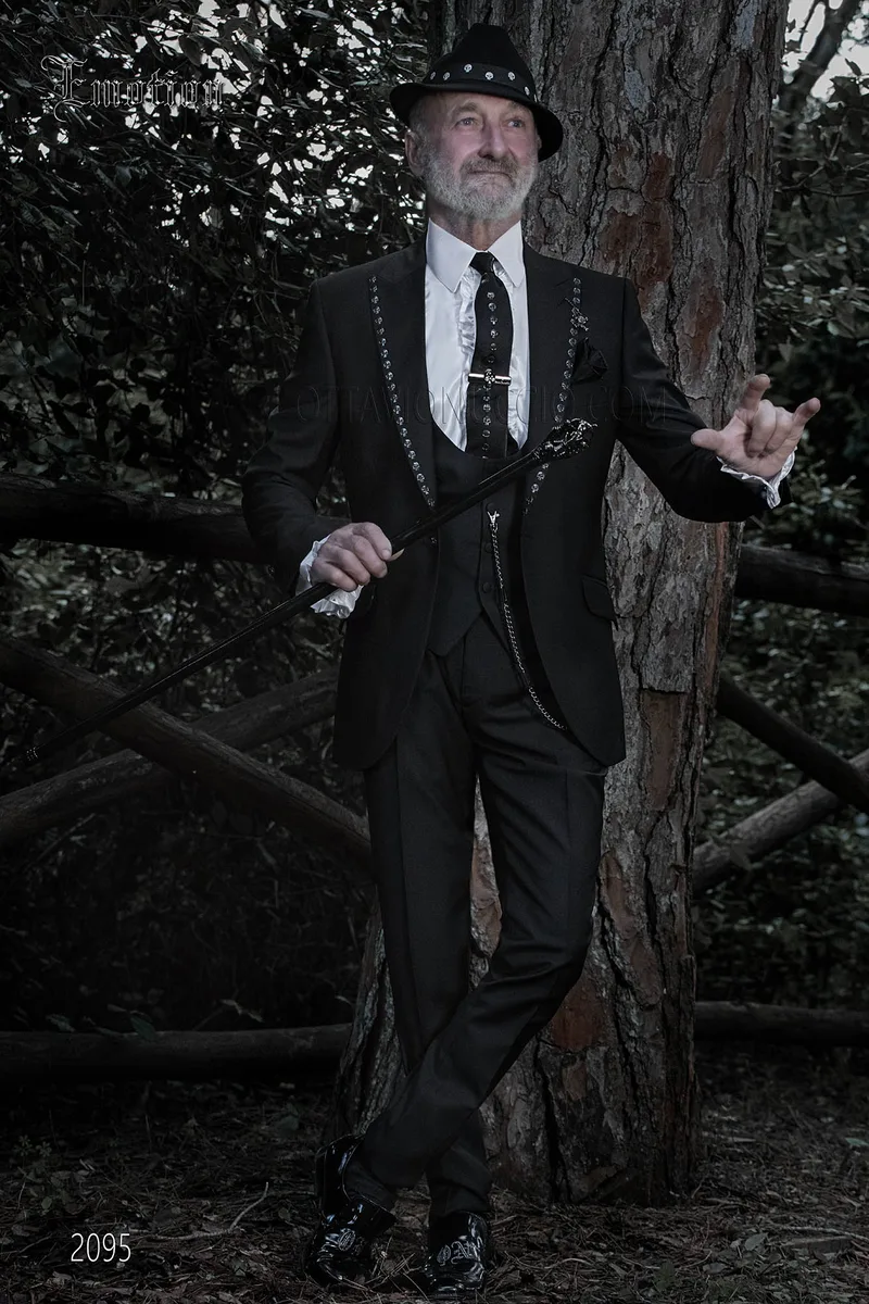 Costume mariage vintage rock noir 2