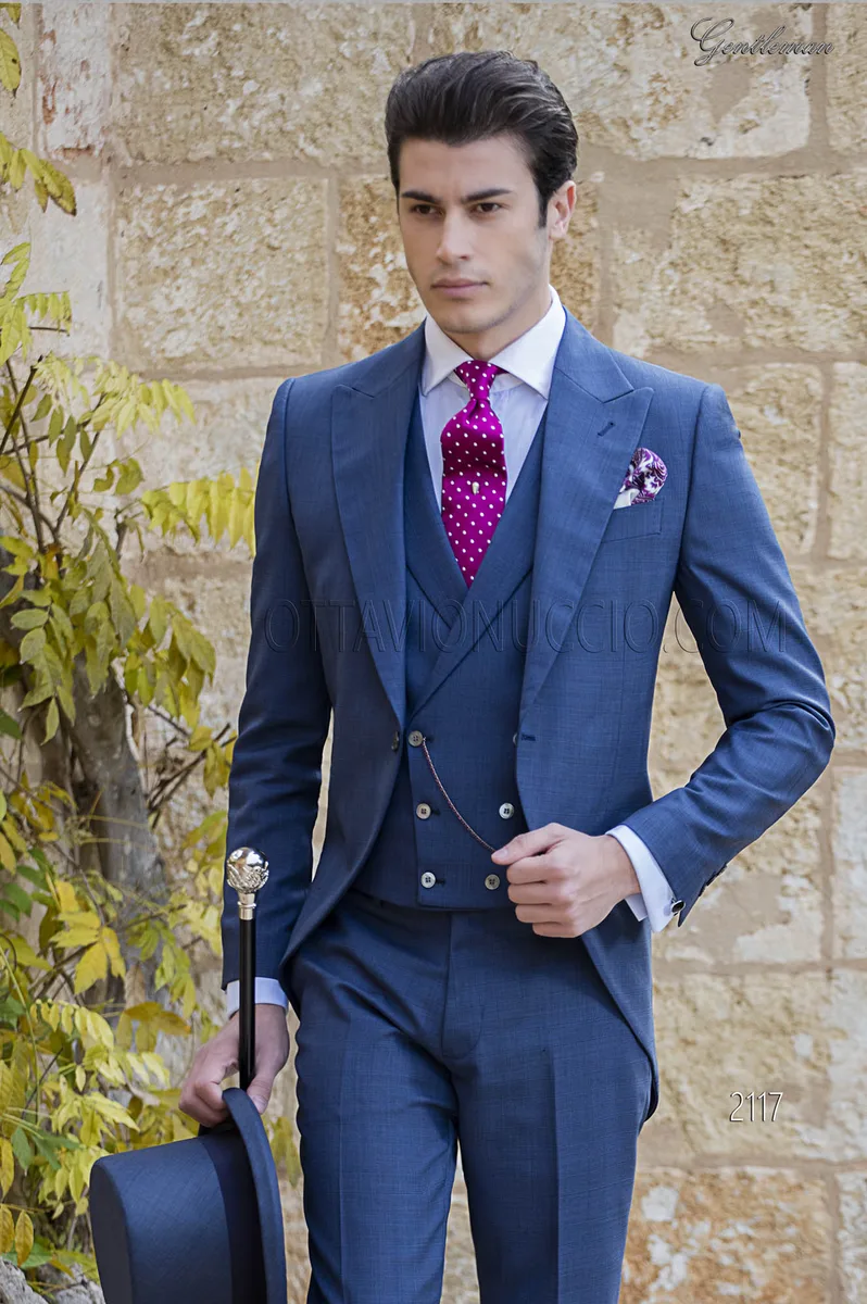 Costume prince de galles bleu pour homme mariage sur mesure 1