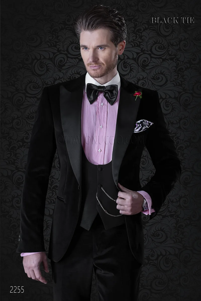 Smoking italien pour events de gala homme en velours noir 1