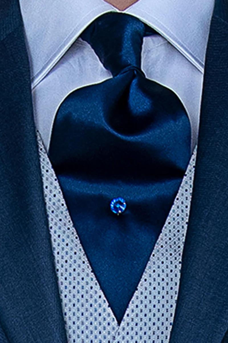 Costume italienne homme mariage bleu laine mélange fil a fil 2