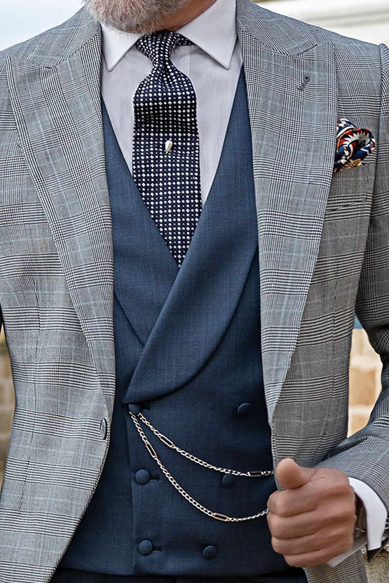 Gilet doppiopetto sciallato blu