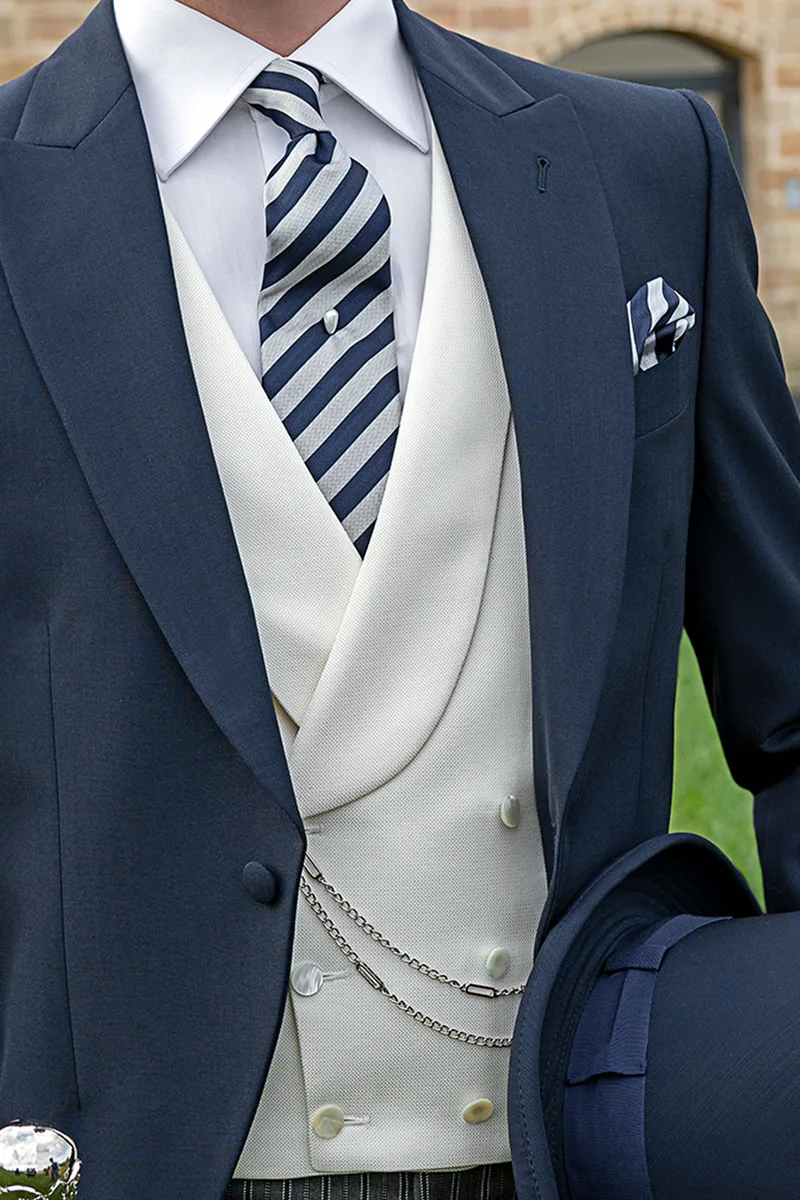 Italian bespoke blue wool mohair blend morning suit 3