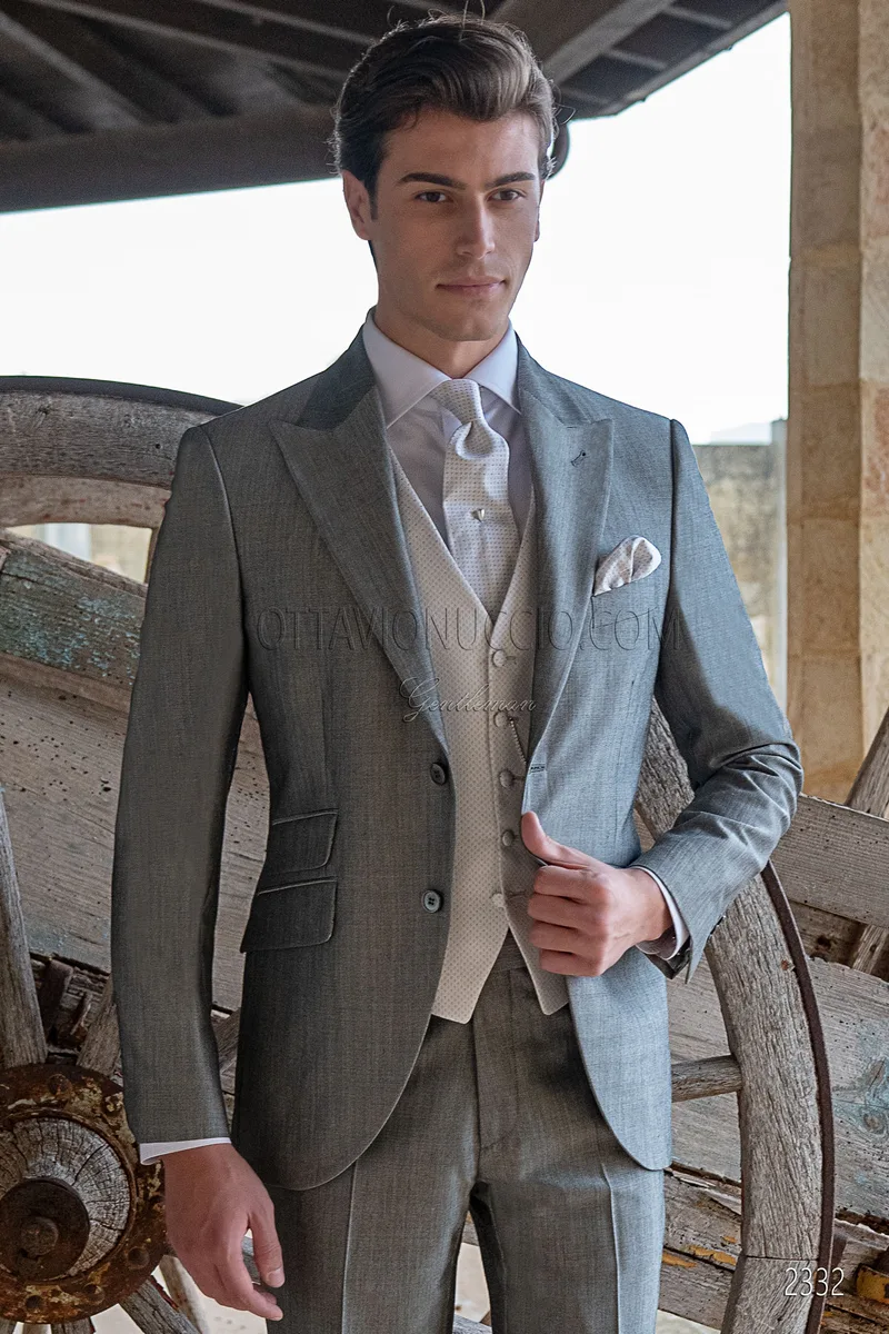 Traje clasico de novio gris lana mohair alpaca 1