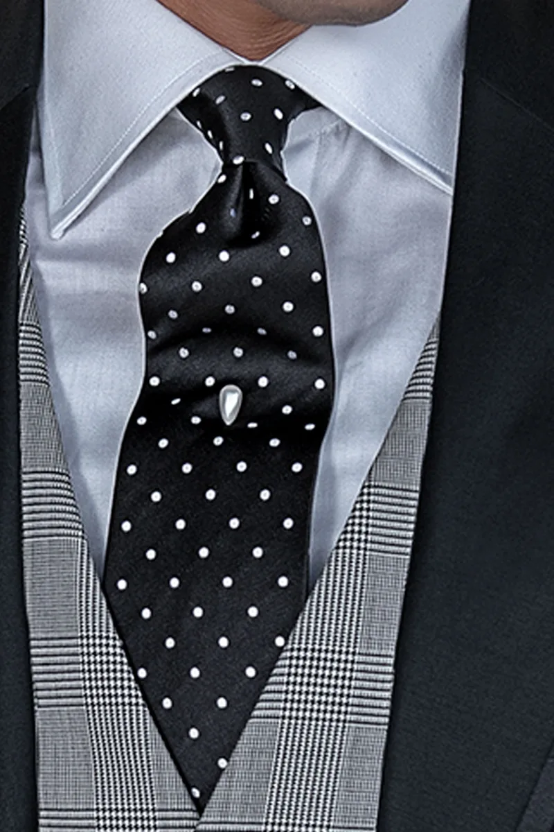 Italienischer schwarzer Hochzeit Anzug, Weste und Hose aus graue Prince of Wales 2