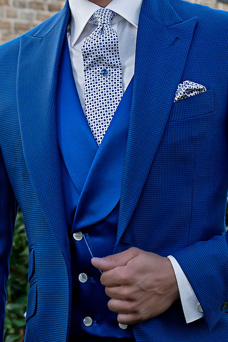 Gilet doppiopetto in raso blu royal
