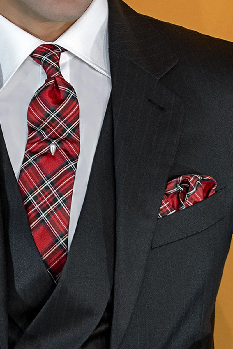 Costume italien cérémonie homme noir avec rayures rouges 3