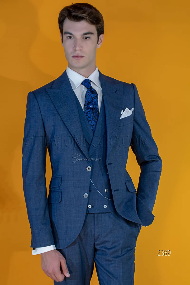Hochzeit Bräutigam Anzug blaue Prince of Wales 1