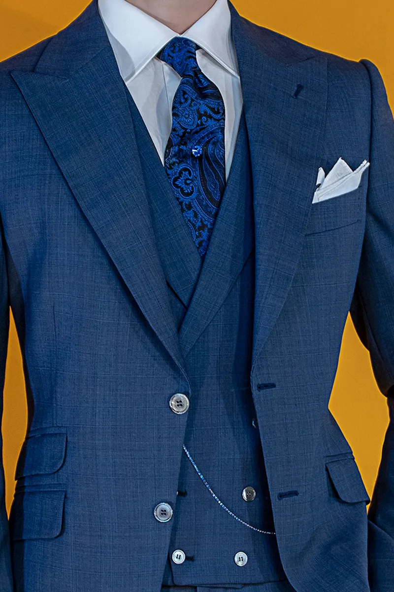 Hochzeit Bräutigam Anzug blaue Prince of Wales 3