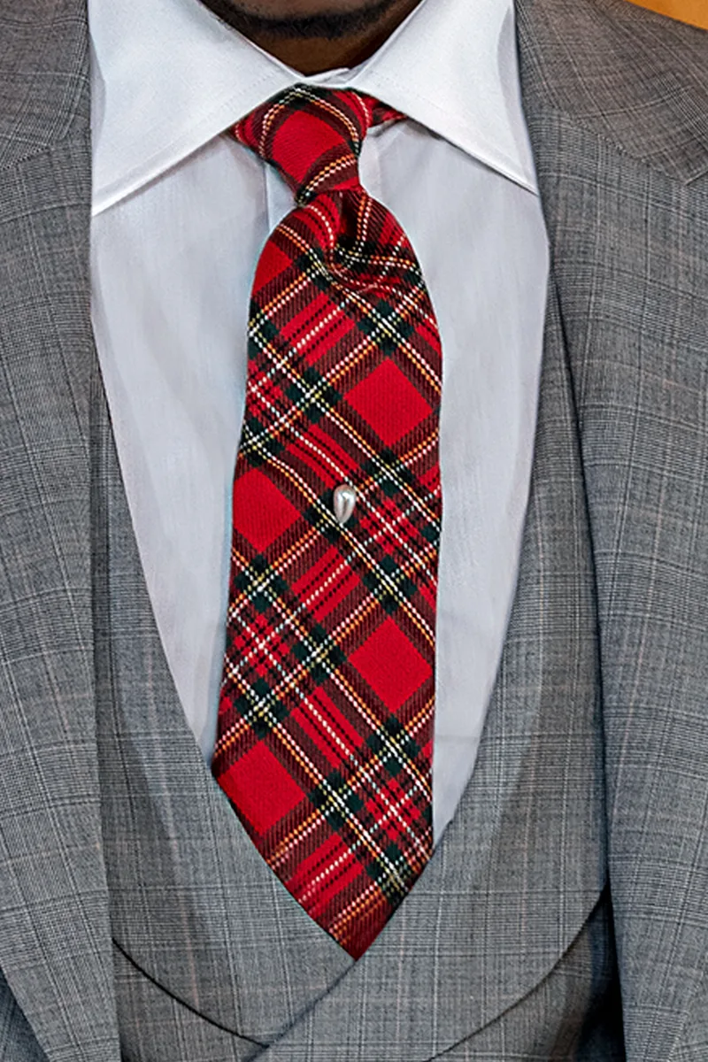 Italian dress prince of wales grey wedding suit for men 2