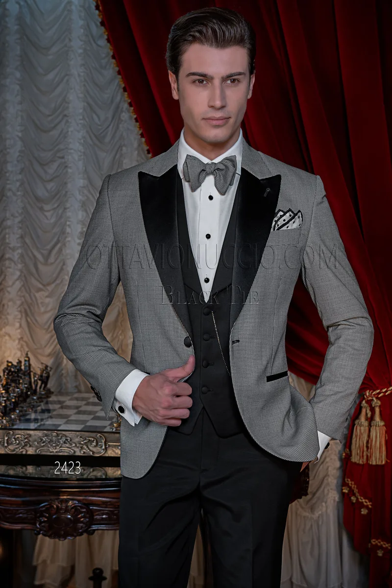 Smoking moderne homme mariage en pied de poule 1