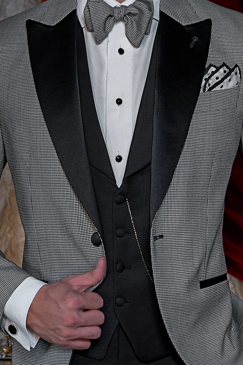 Smoking moderne homme mariage en pied de poule 3