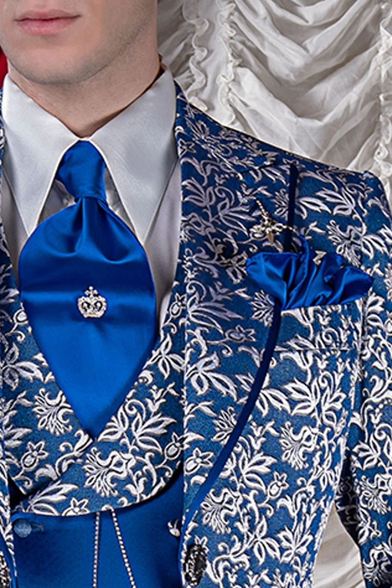 Cravattone d' annodare in raso blu china