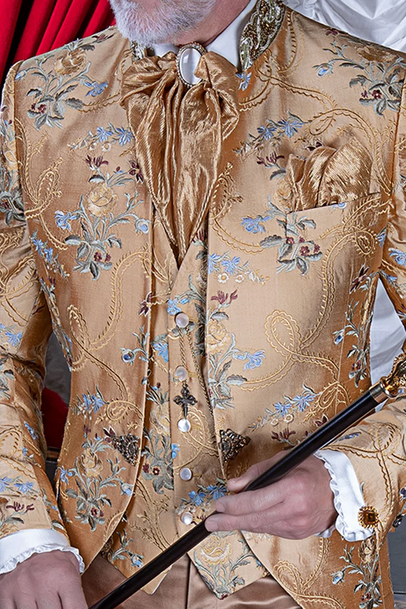 Gilet in seta shantung oro ricamata