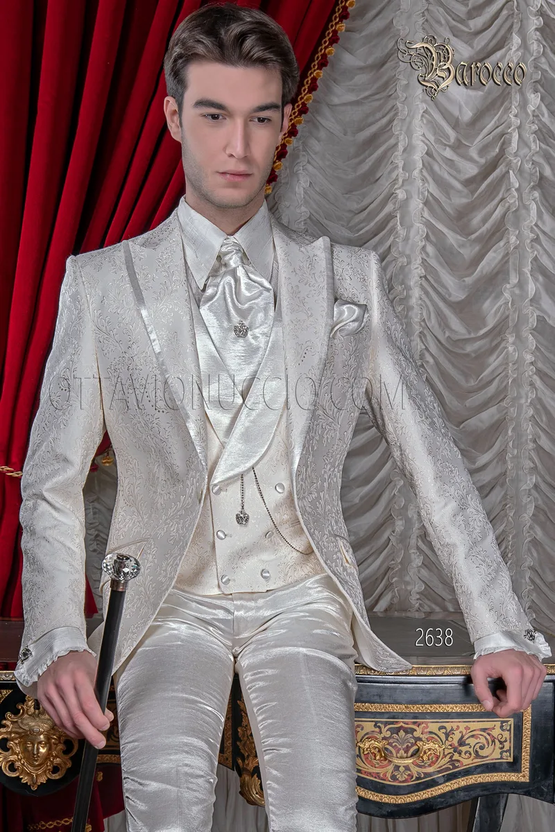 Ivory white italian groom suit for luxury baroque weddings 1