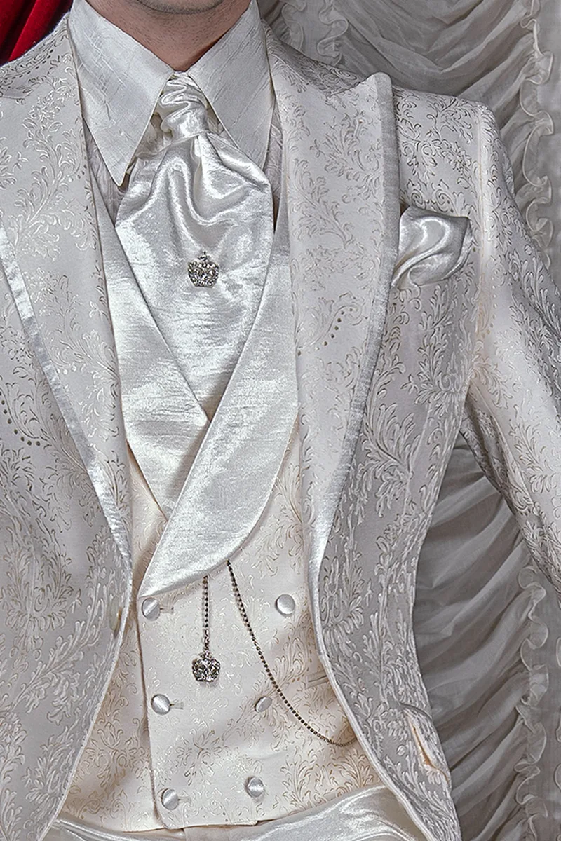 Ivory white italian groom suit for luxury baroque weddings 2