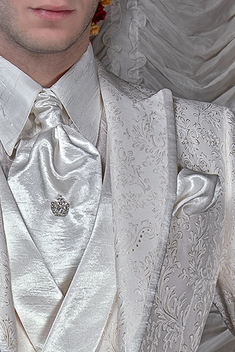 Ivory white italian groom suit for luxury baroque weddings 3
