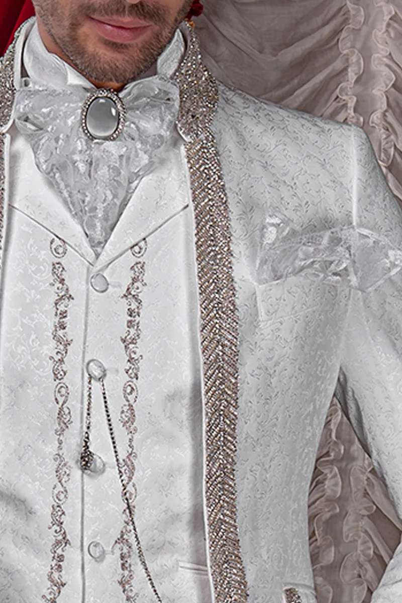 Plastron und Einstecktuch aus weisse Spitzen