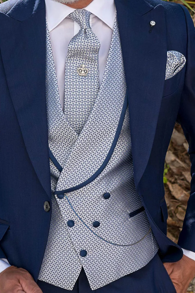 Gilet doppiopetto sciallato seta grigio perla con bordino