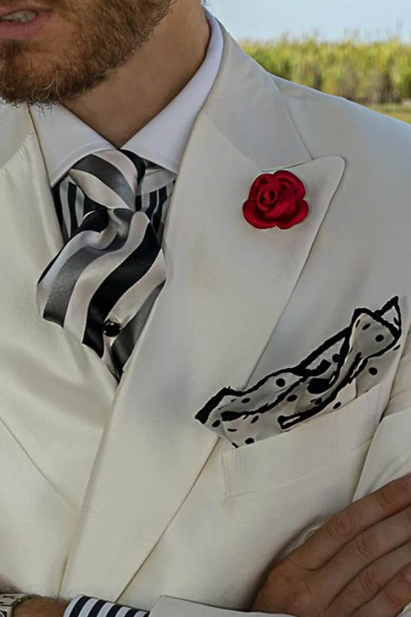 Traje cruzado blanco vintage shantung mixto seda 3