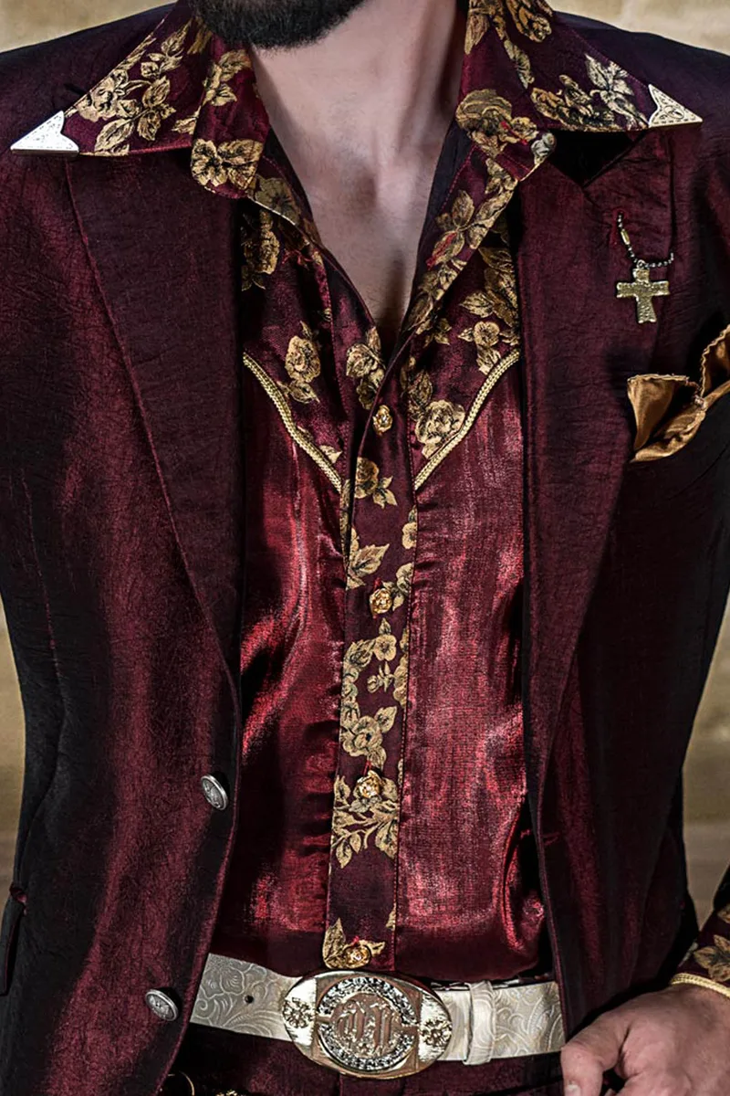 Costume italien de mode sur mesure bordeaux pour hommes 2
