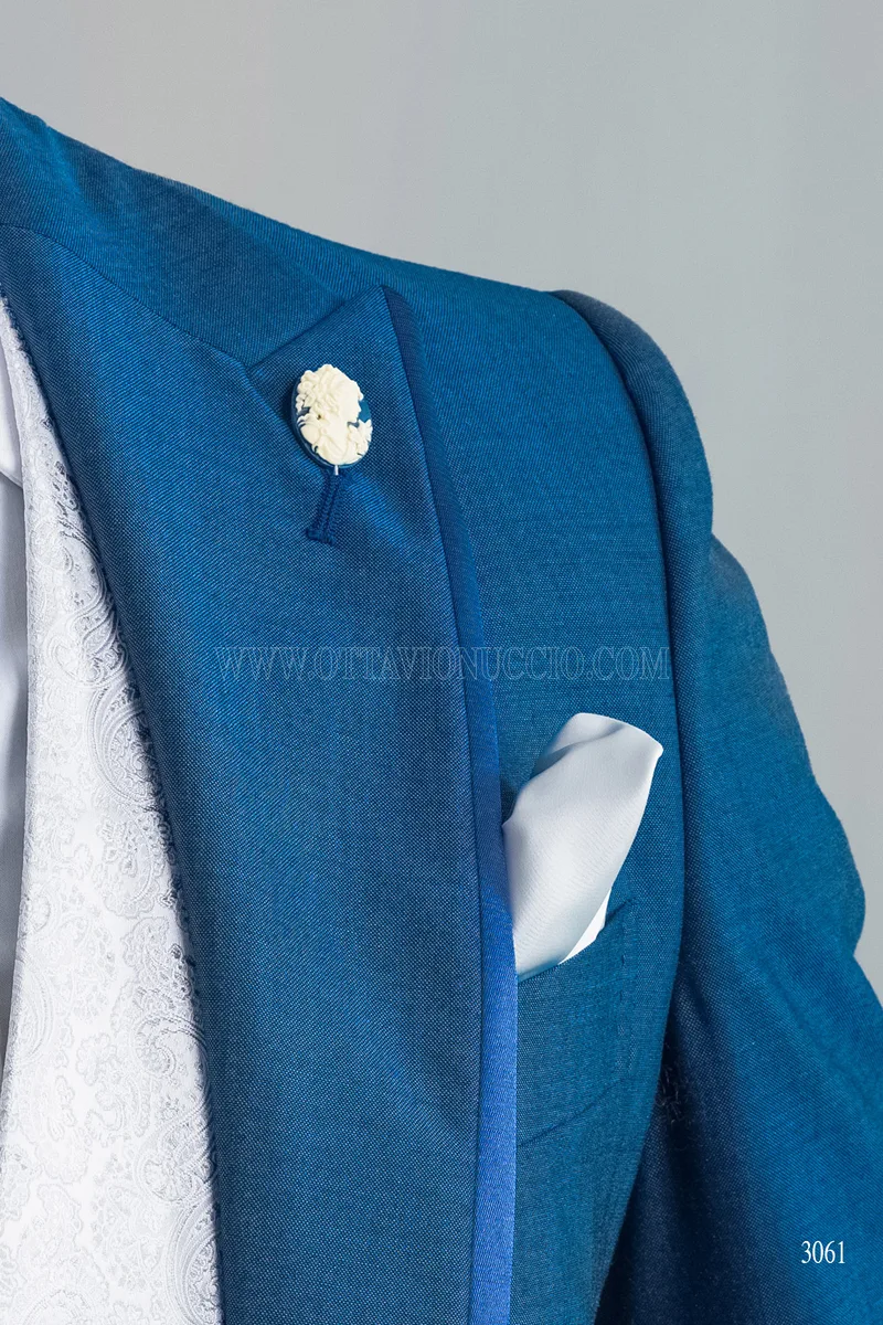 Royal blue mohair blend groom suit with brocade waistcoat – Accessories