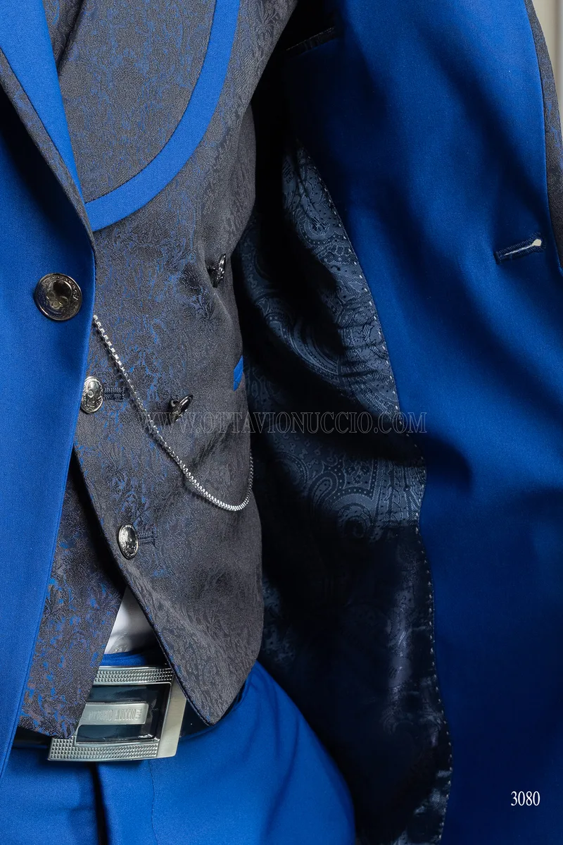 Electric blue fashion men suit for groom – Buttons