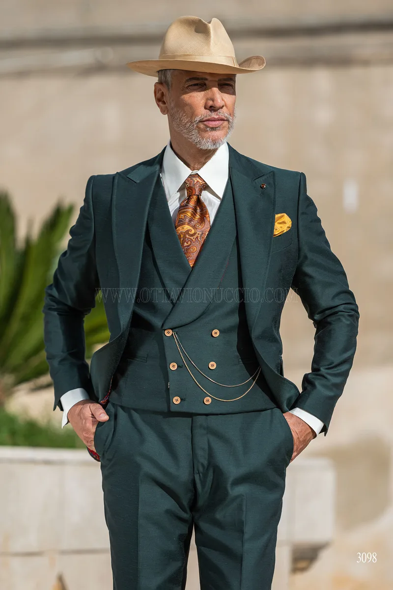 Traje de ceremonia a medida para hombre en color verde petróleo 1