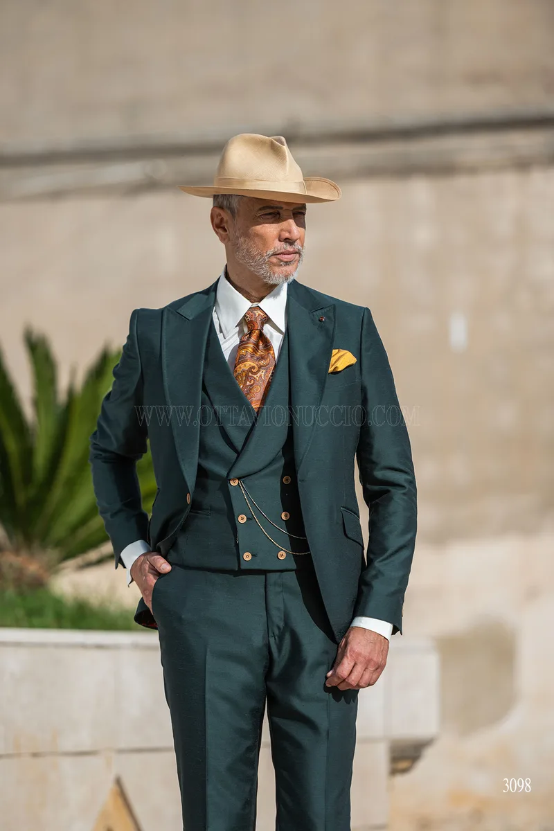 Traje de ceremonia a medida para hombre en color verde petróleo 2