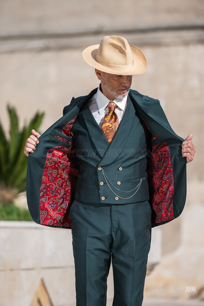 Traje de ceremonia a medida para hombre en color verde petróleo 3