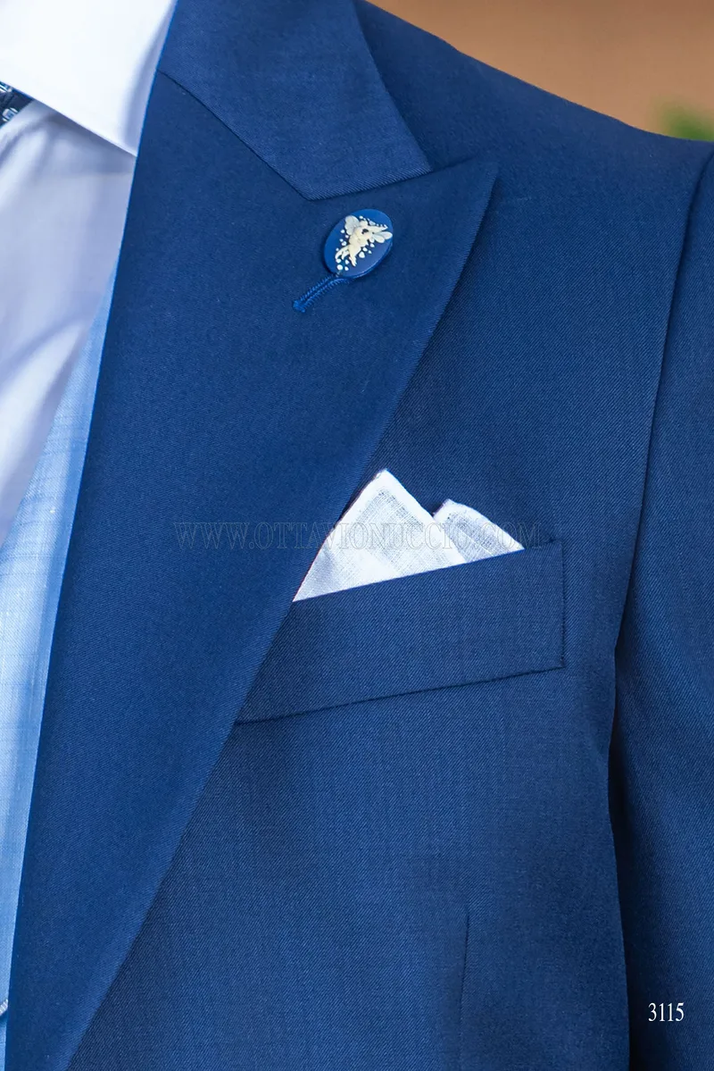 High fashion blue italian bespoke morning suit with light blue waistcoat 6