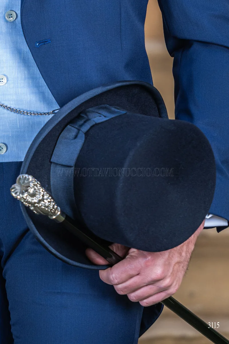High fashion blue italian bespoke morning suit with light blue waistcoat 7