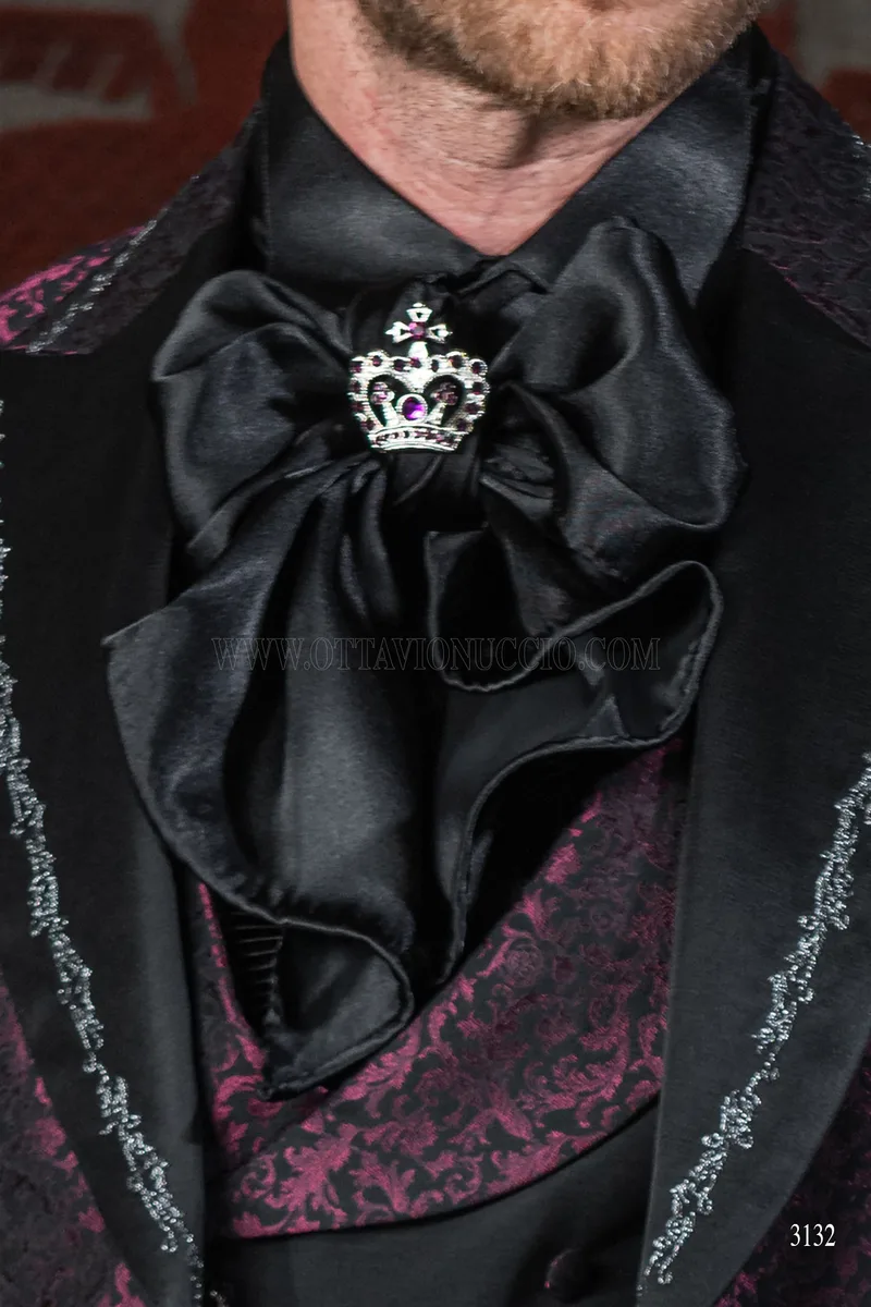 Gothic purple brocade wedding suit with silver embroidery 6