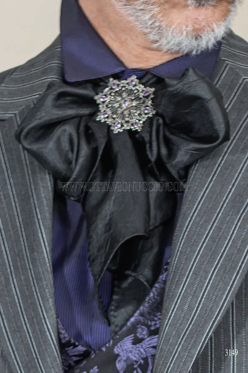 Gray pinstriped steampunk wedding tailcoat 4