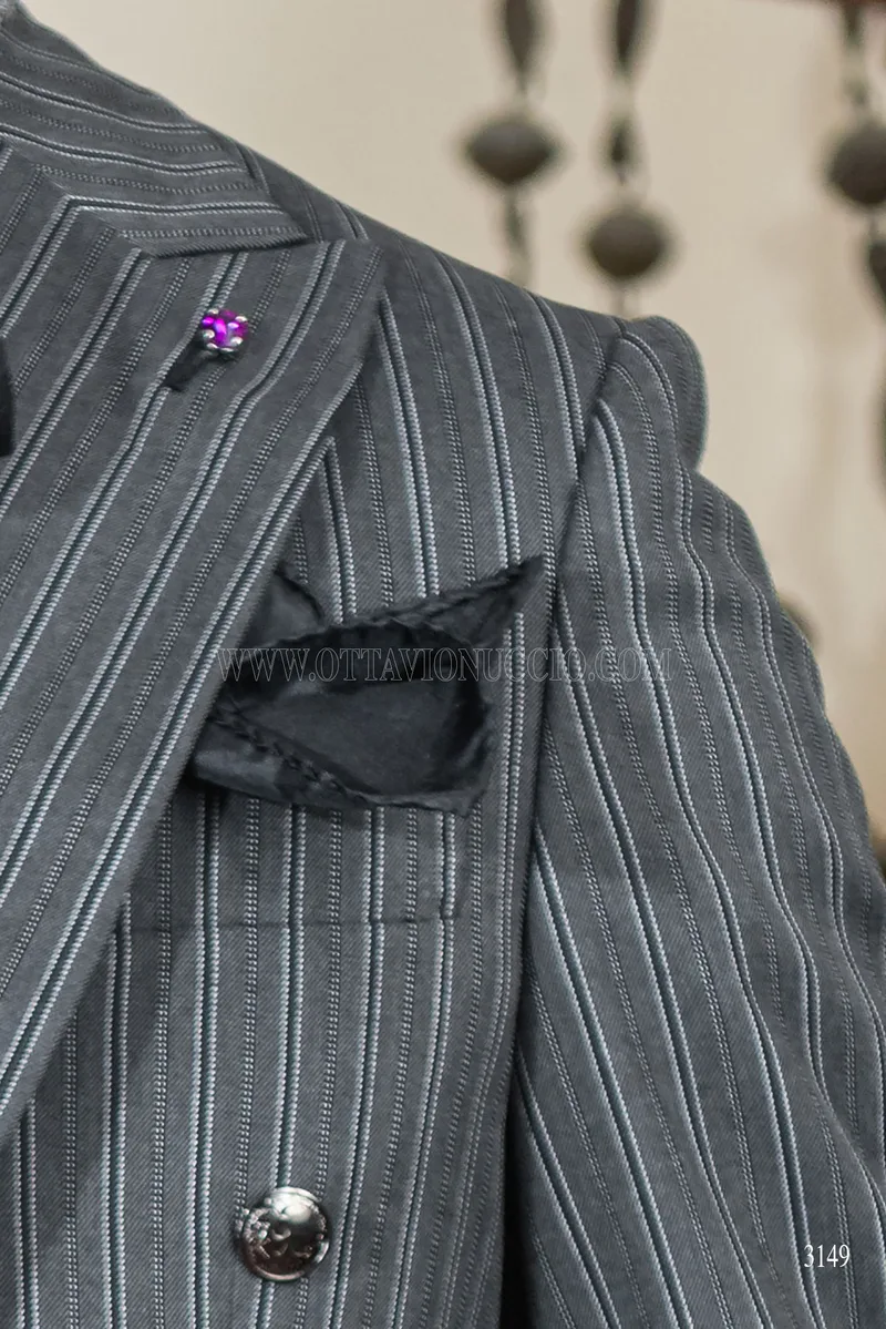Gray pinstriped steampunk wedding tailcoat 5