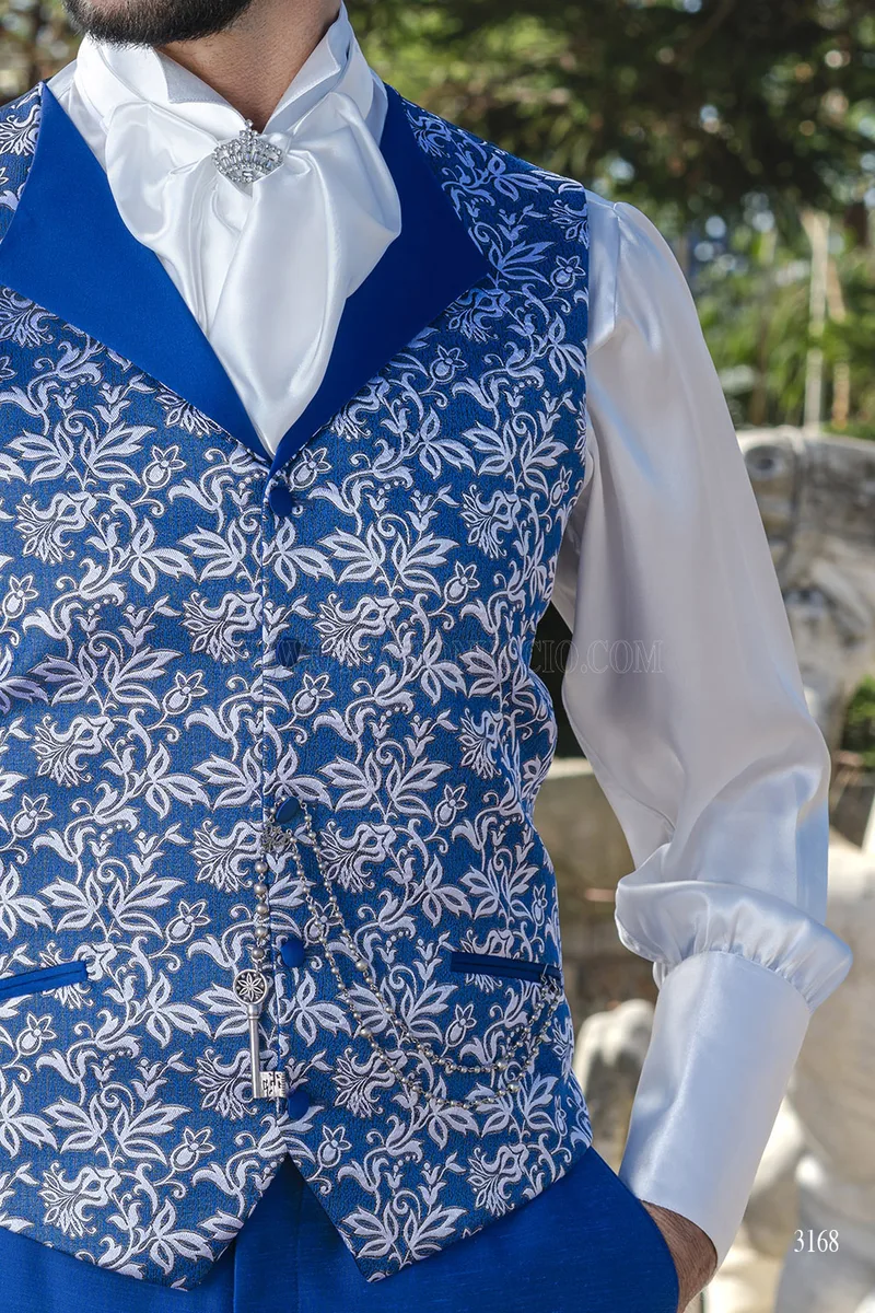 Men's Royal Blue Mandarin Wedding Suit – Luxury Italian Style 5