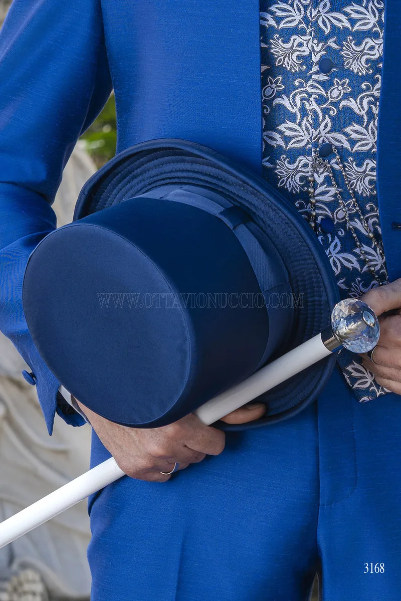 Men's Royal Blue Mandarin Wedding Suit – Luxury Italian Style 8
