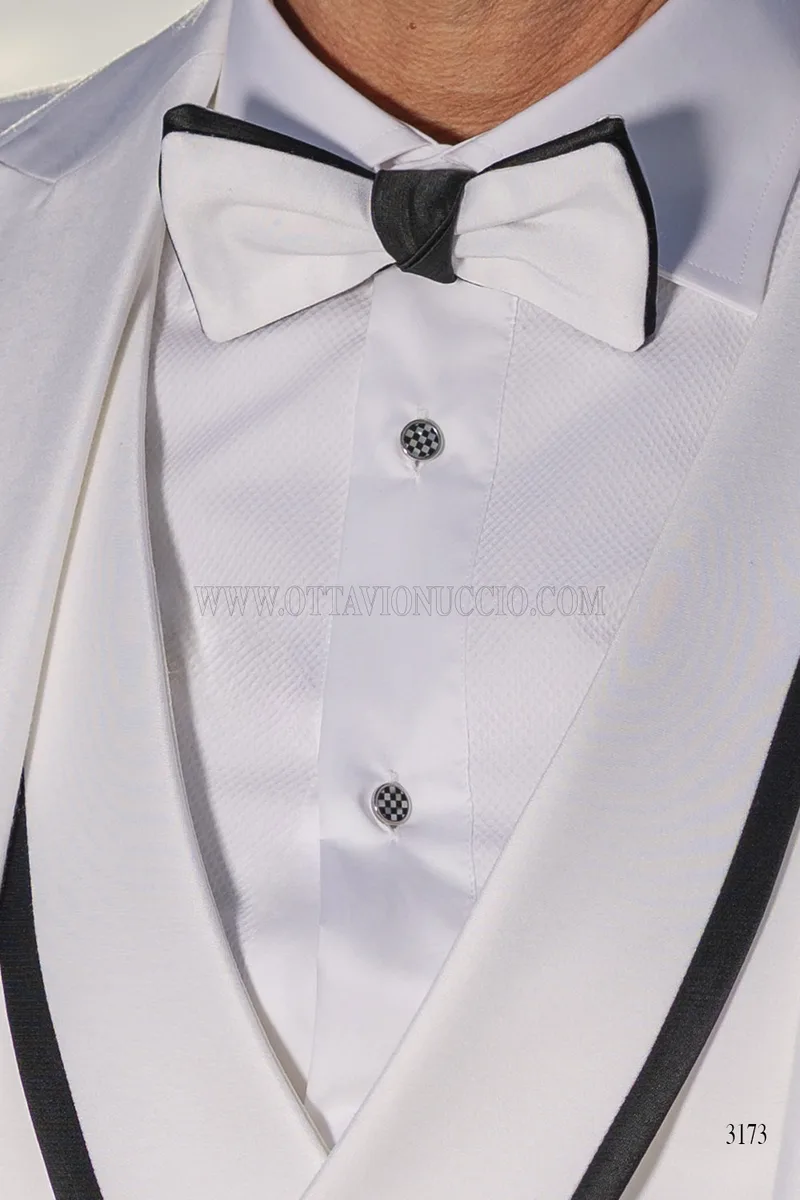 White Three-Piece Tuxedo with Black Cuffs 5