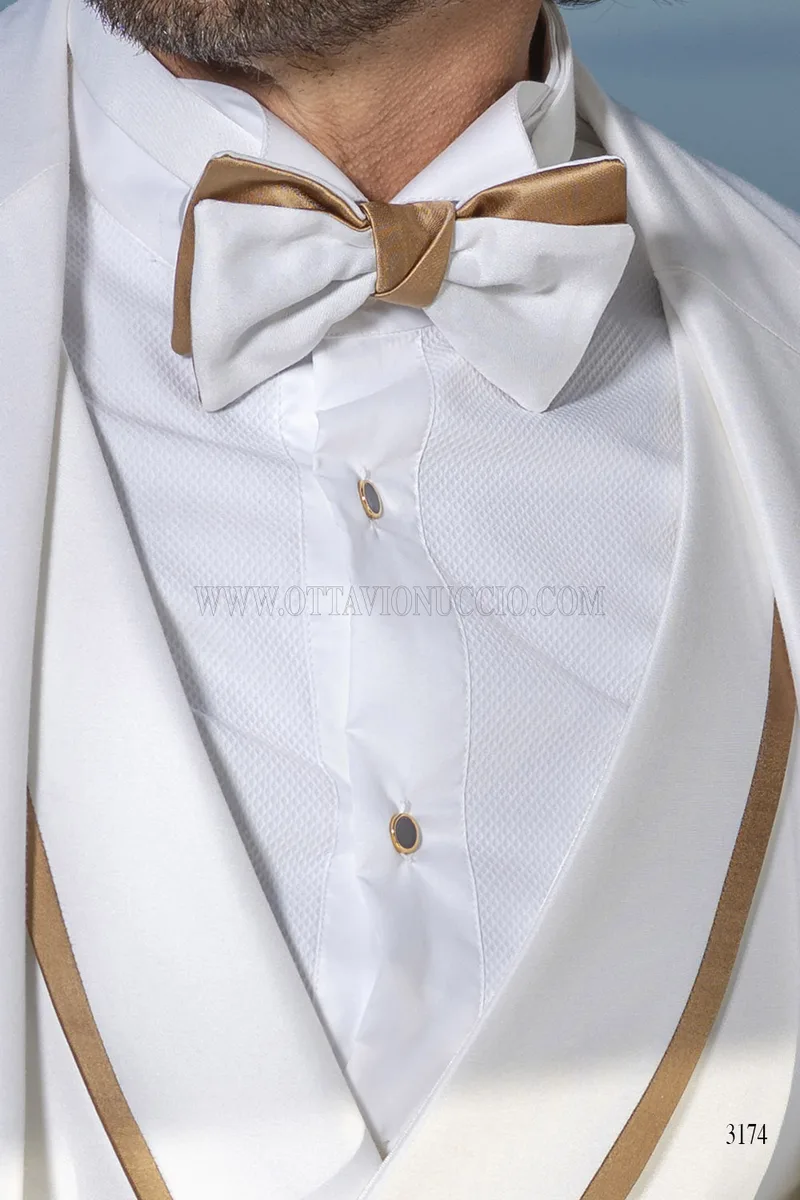 Two-Colored Bow-Tie in White and gold knot